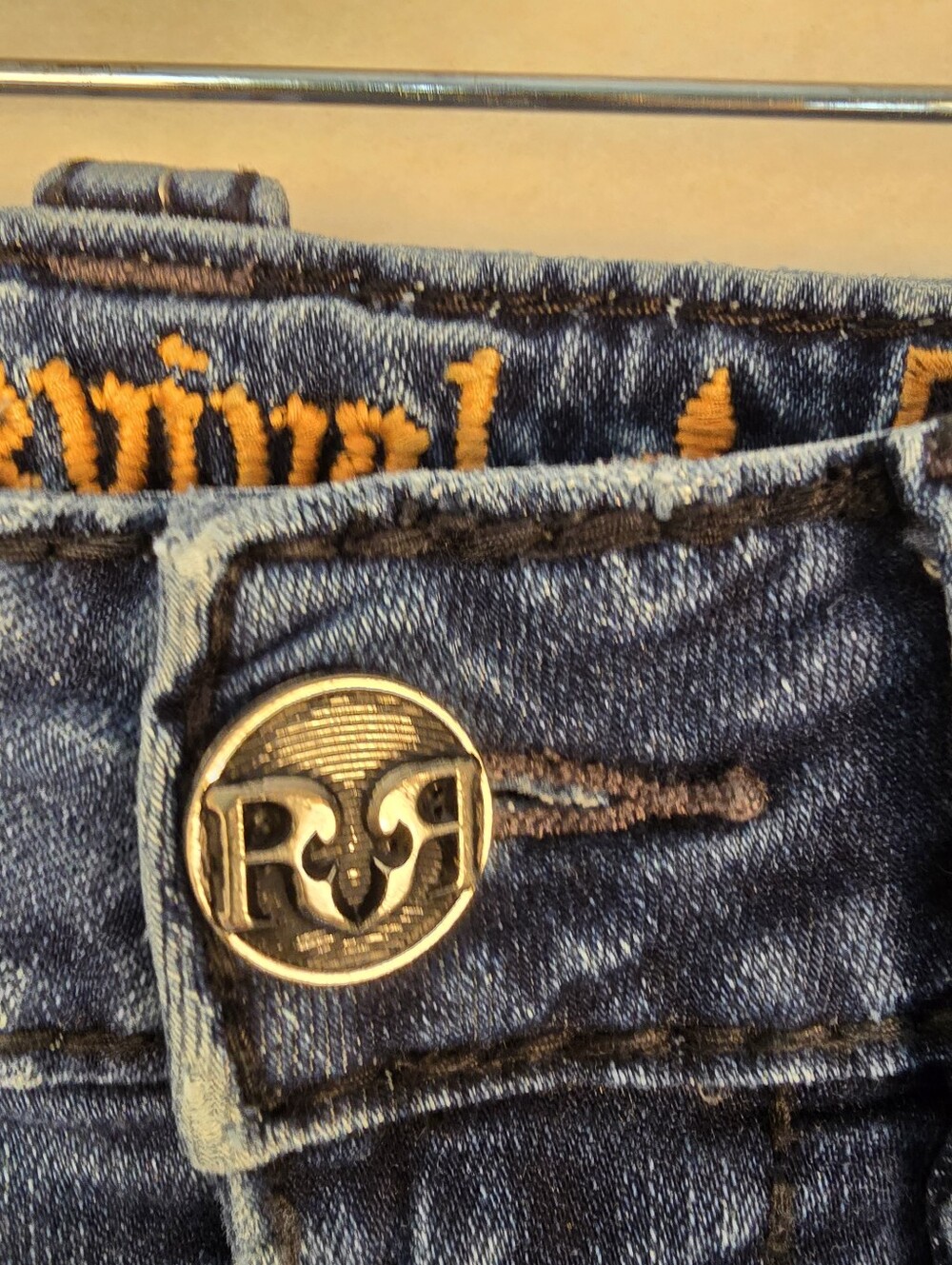 Rock Revival Westmont Slum Taper Dark Blue Embroidered Pocket Jeans. Mens 32/31 - Picture 8 of 16